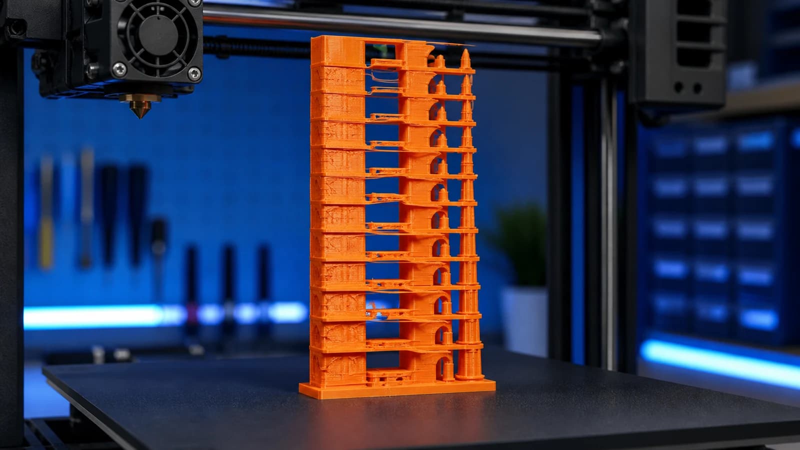 Farklı sıcaklık bölümleri, köprüler ve çıkıntılar içeren numaralı 3D baskı sıcaklık kulesi
