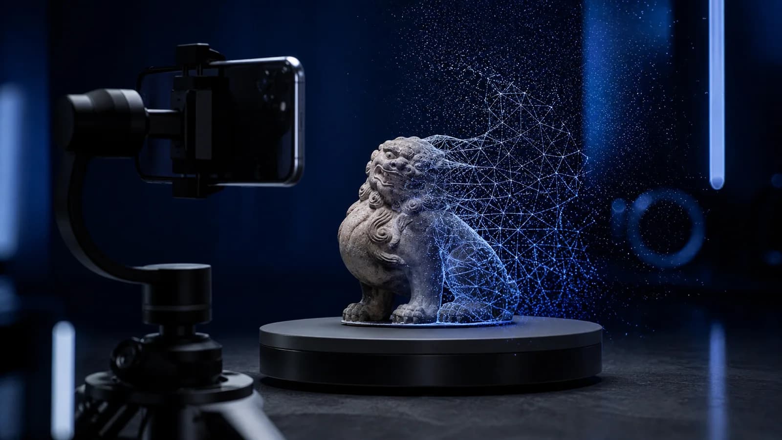 Akıllı telefonla sabit bir objenin çevresinden örtüşen fotoğraflar çekilerek oluşturulan 3D tarama ağı