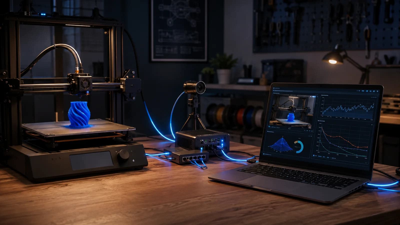 Yerel ağdaki bilgisayardan izlenen kameralı OctoPrint 3D yazıcı sistemi