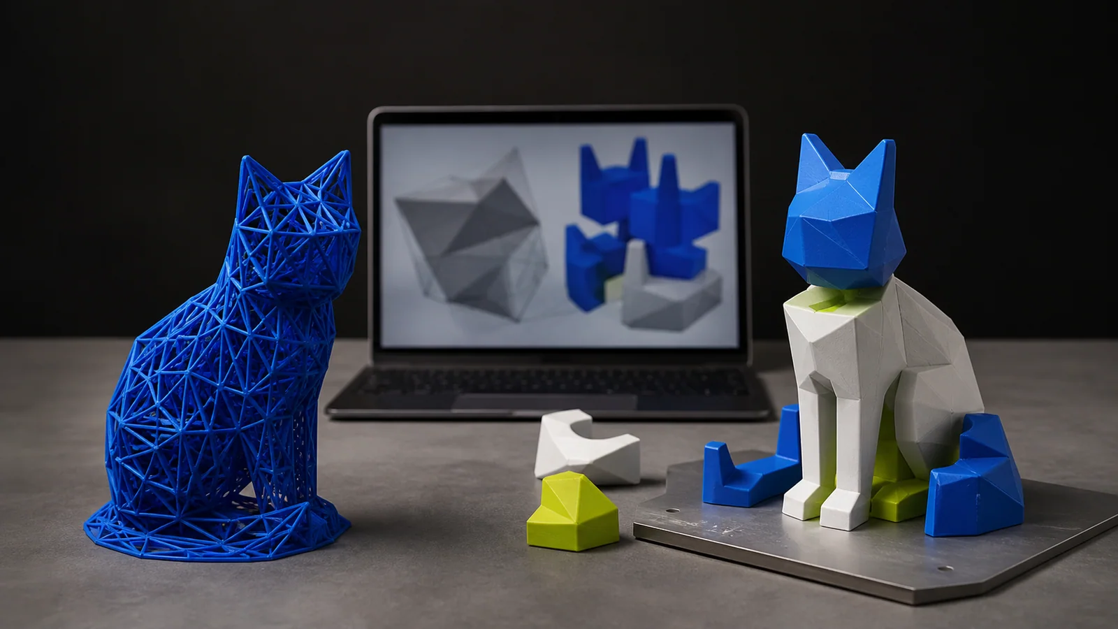 Üçgen ağ model ile çok parçalı düzenlenebilir 3D baskı projesinin fiziksel karşılaştırması
